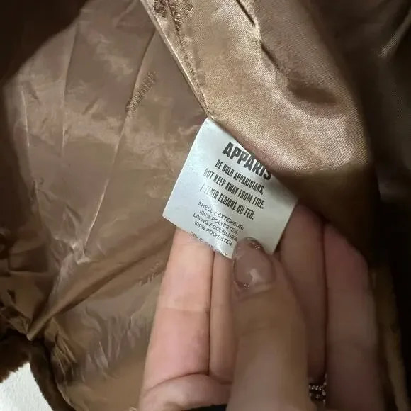 Apparis Siena Brown Faux Fur Teddy Long Coat MEDIUM - Picture 9 of 12